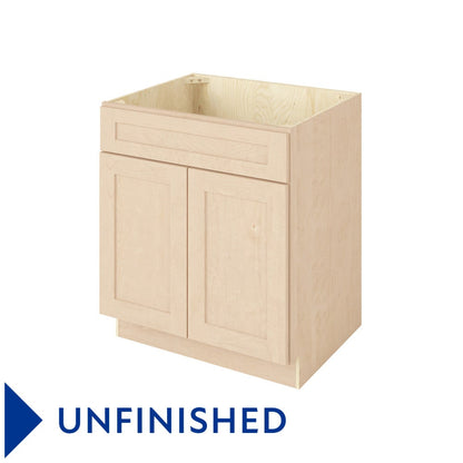 30"W Sink Base Cabinet with Double Doors in Catalina Unfinished