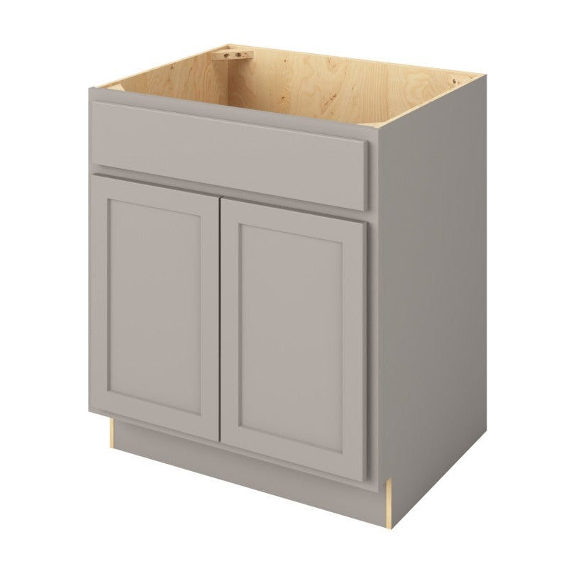 30"W Sink Base Cabinet with Double Doors in Hatteras Pebble Grey