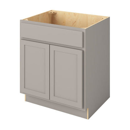 30"W Sink Base Cabinet with Double Doors in Hatteras Pebble Grey