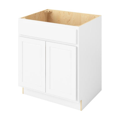 30"W Sink Base Cabinet with Double Doors in Hatteras Polar White