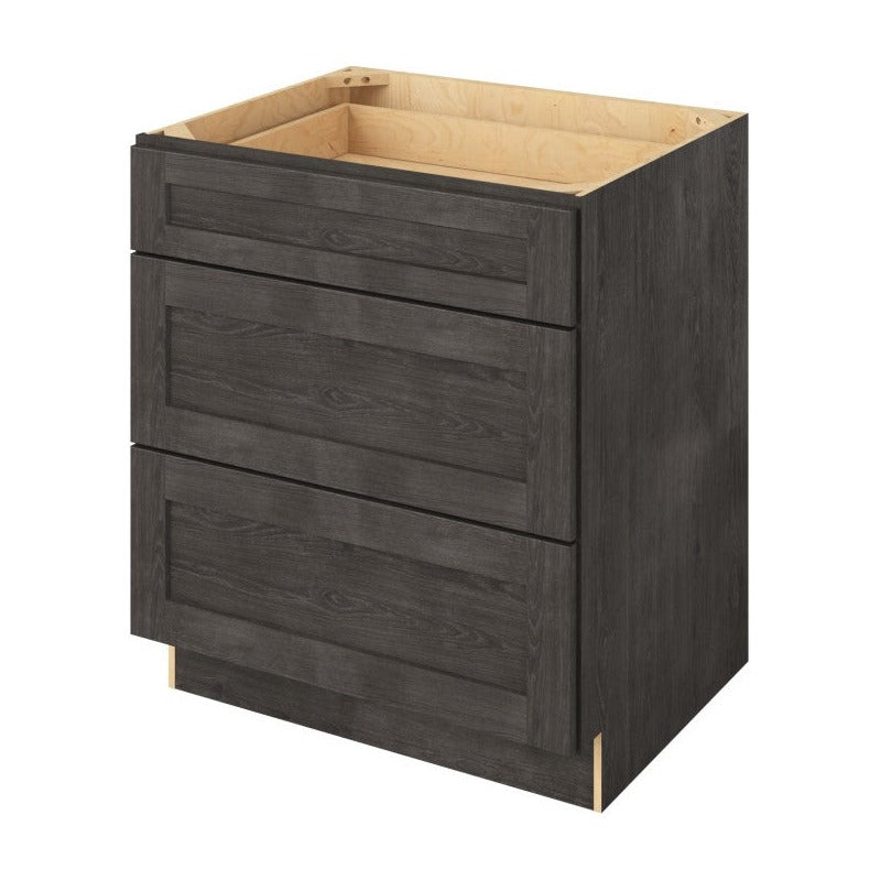 30"W Three Drawer Base Cabinet in Catalina Slate