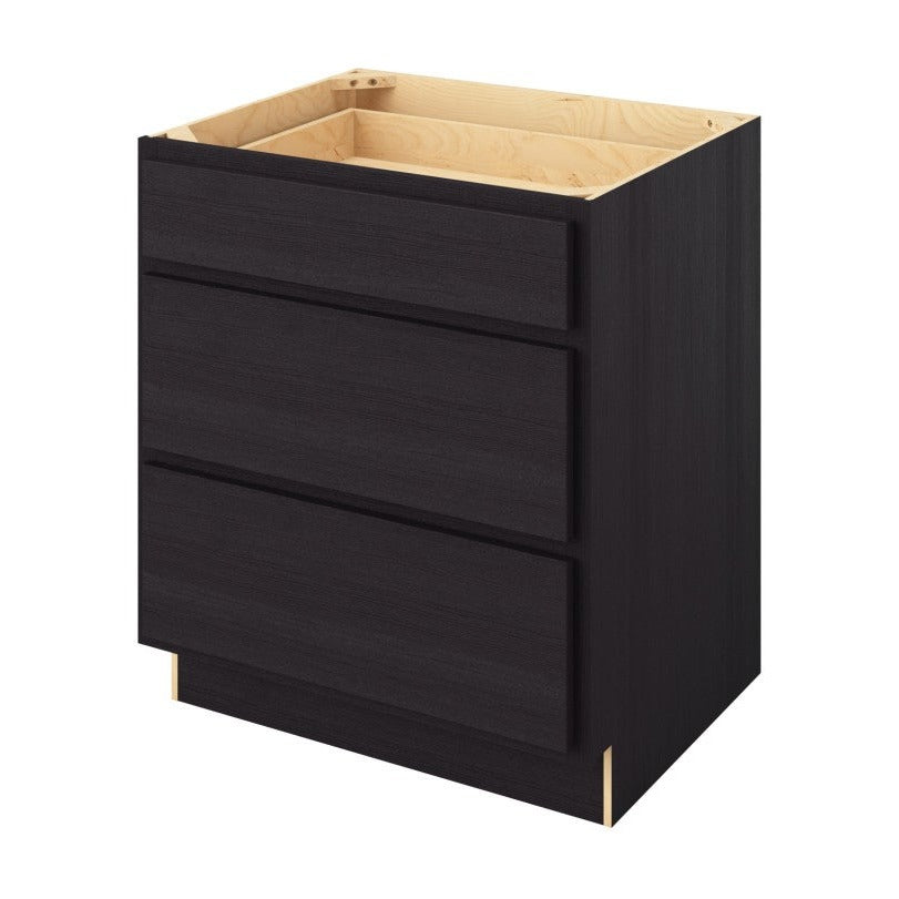 30"W Three Drawer Base Cabinet in Hatteras Espresso