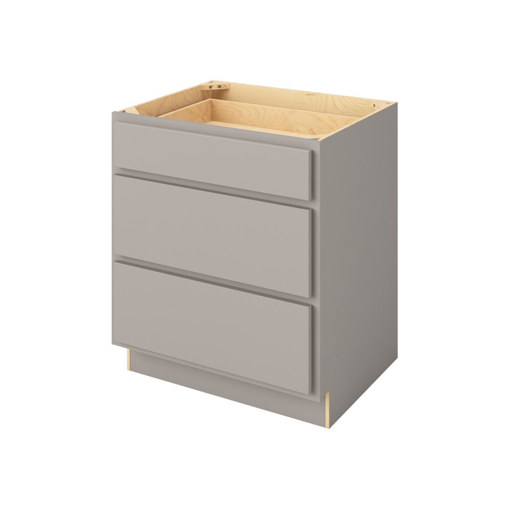 30"W Three Drawer Base Cabinet in Hatteras Pebble Grey