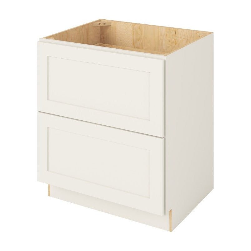 30"W Two Drawer Base Cabinet in Catalina Shell White