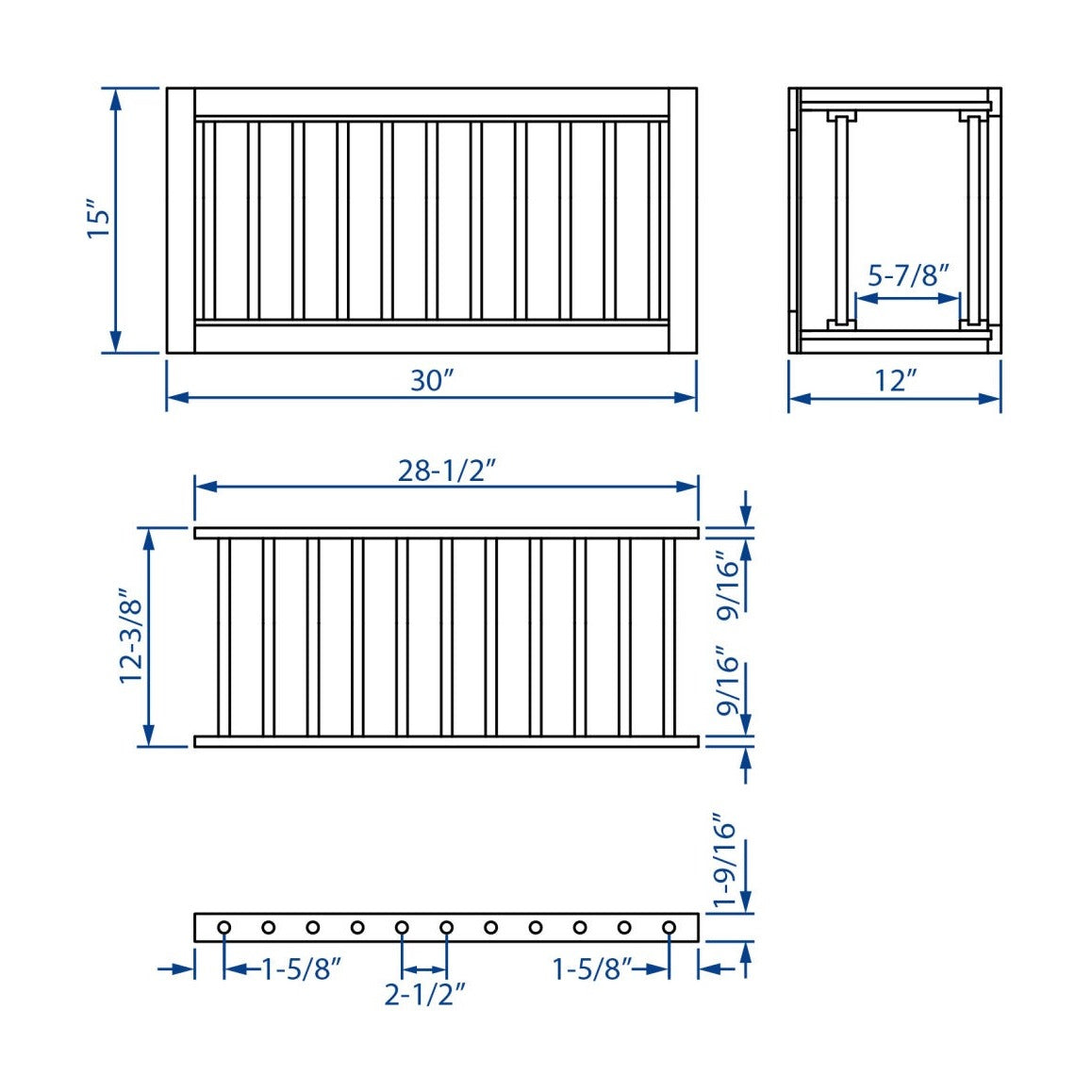 30"W x 15"H Wall Plate Rack in Slate, view 2