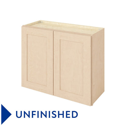 30"W x 24"H Wall Cabinet with Double Doors and One Shelf in Catalina Unfinished