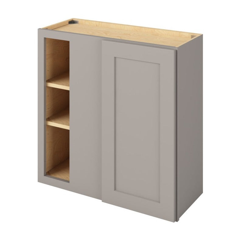 30"W x 30"H Universal Blind Corner Wall Cabinet with Single Door and Two Shelves in Catalina Pebble Grey