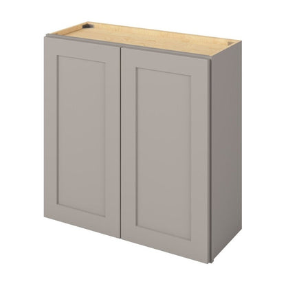 30"W x 30"H Wall Cabinet with Double Doors and Two Shelves in Catalina Pebble Grey