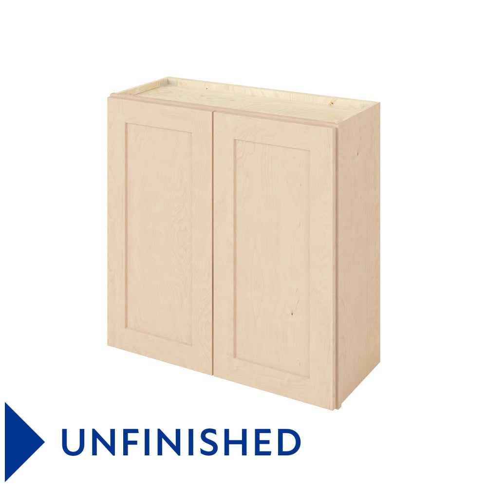 30"W x 30"H Wall Cabinet with Double Doors and Two Shelves in Catalina Unfinished