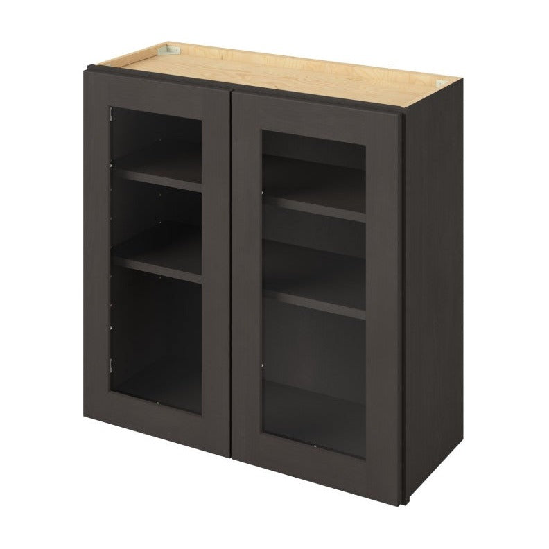 30"W x 30"H Wall Cabinet with Double Glass Doors, Two Shelves and Matching Interior in Catalina Slate