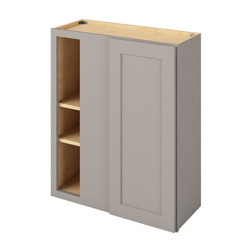 30"W x 36"H Universal Blind Corner Wall Cabinet with Single Door and Two Shelves in Catalina Pebble Grey