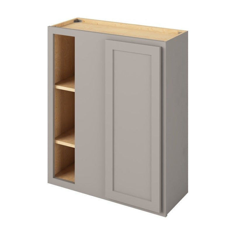 30"W x 36"H Universal Blind Corner Wall Cabinet with Single Door and Two Shelves in Hatteras Pebble Grey