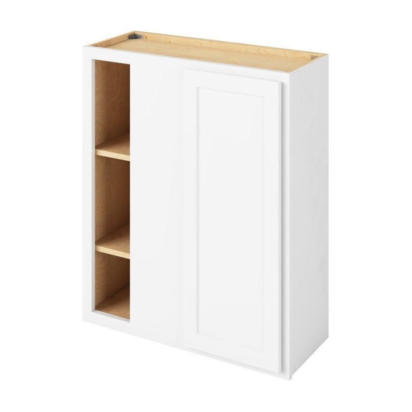 30"W x 36"H Universal Blind Corner Wall Cabinet with Single Door and Two Shelves in Hatteras Polar White