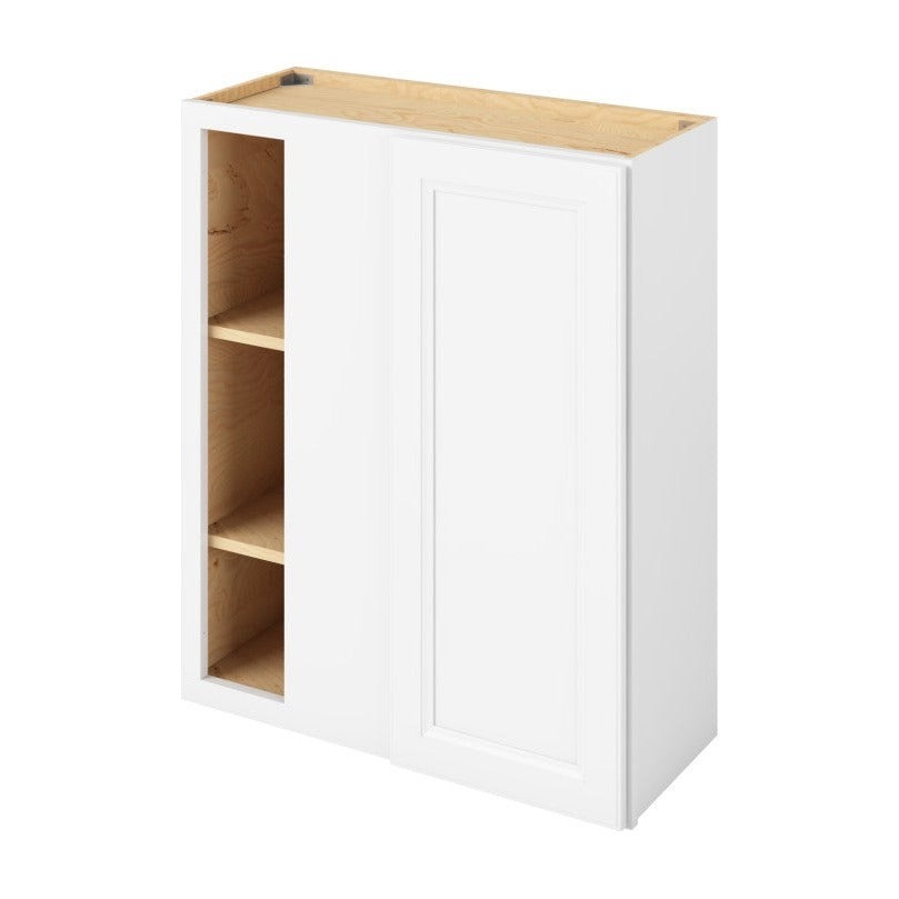 30"W x 36"H Universal Blind Corner Wall Cabinet with Single Door and Two Shelves in Maui Polar White