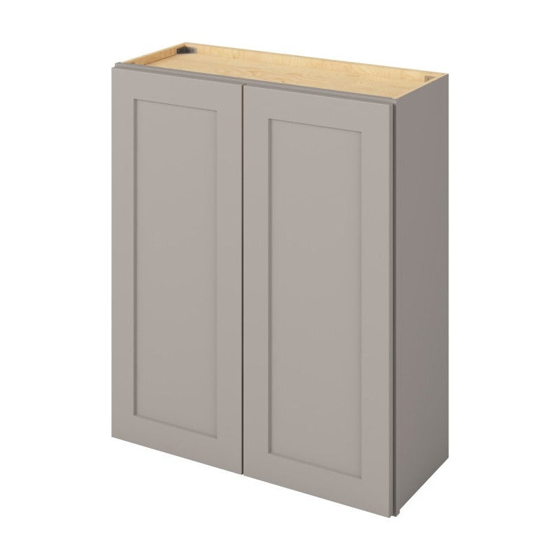 30"W x 36"H Wall Cabinet with Double Doors and Two Shelves in Catalina Pebble Grey