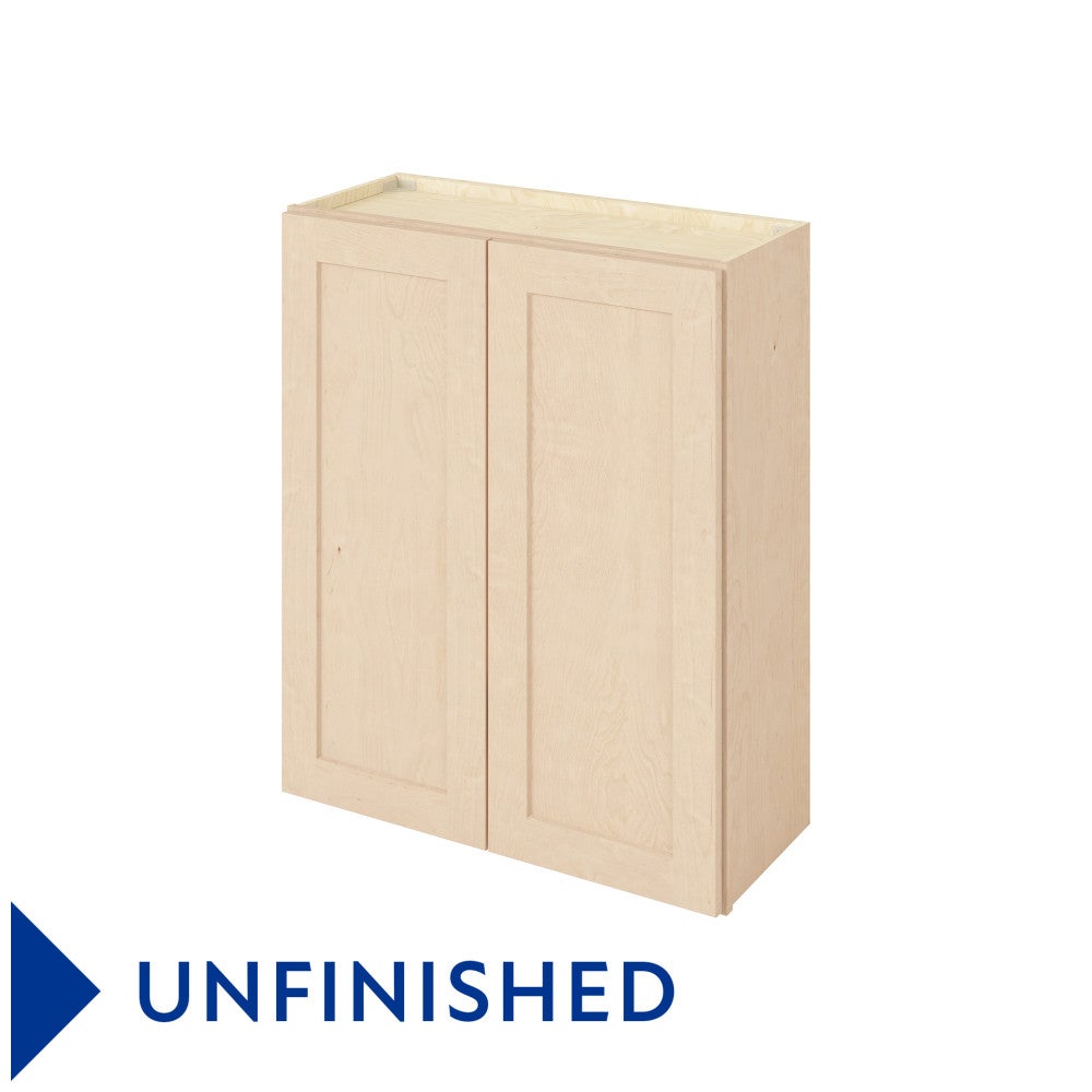 30"W x 36"H Wall Cabinet with Double Doors and Two Shelves in Catalina Unfinished