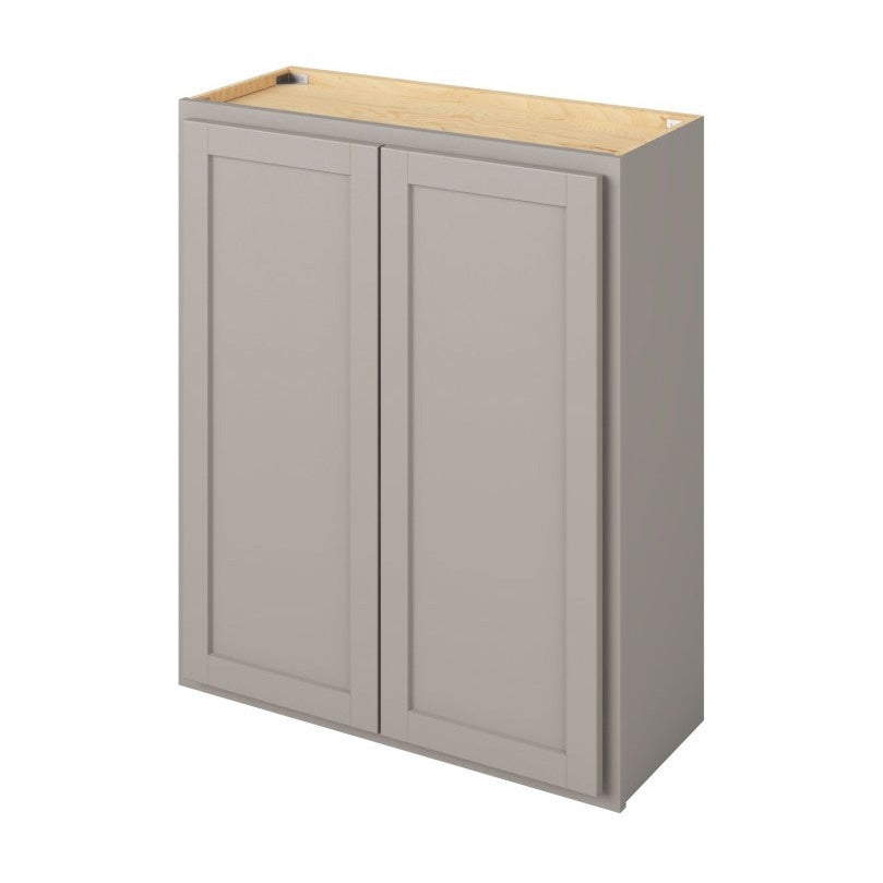 30"W x 36"H Wall Cabinet with Double Doors and Two Shelves in Hatteras Pebble Grey