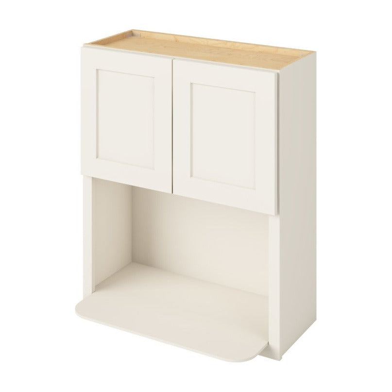 30"W x 36"H Wall Microwave Cabinet with Double Doors in Catalina Shell White