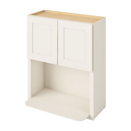 30"W x 36"H Wall Microwave Cabinet with Double Doors in Catalina Shell White