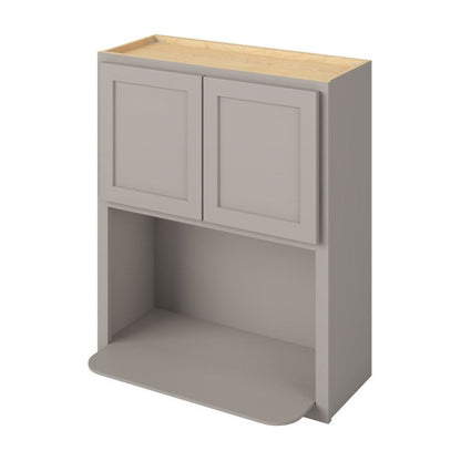 30"W x 36"H Wall Microwave Cabinet with Double Doors in Hatteras Pebble Grey