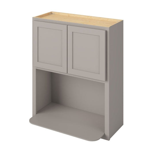 30"W x 36"H Wall Microwave Cabinet with Double Doors in Hatteras Pebble Grey