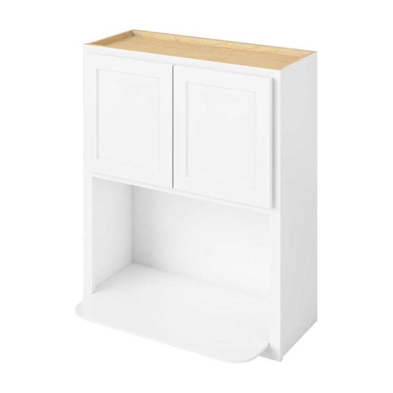 30"W x 36"H Wall Microwave Cabinet with Double Doors in Hatteras Polar White