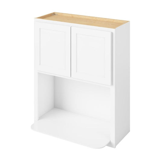 30"W x 36"H Wall Microwave Cabinet with Double Doors in Hatteras Polar White