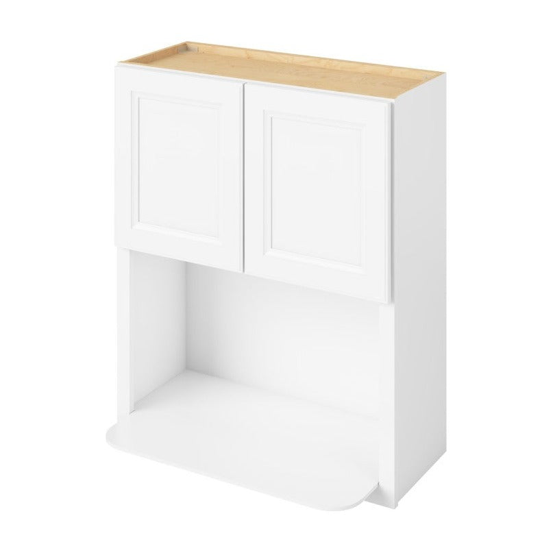 30"W x 36"H Wall Microwave Cabinet with Double Doors in Maui Polar White