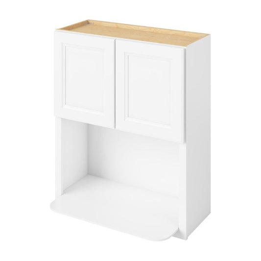 30"W x 36"H Wall Microwave Cabinet with Double Doors in Maui Polar White