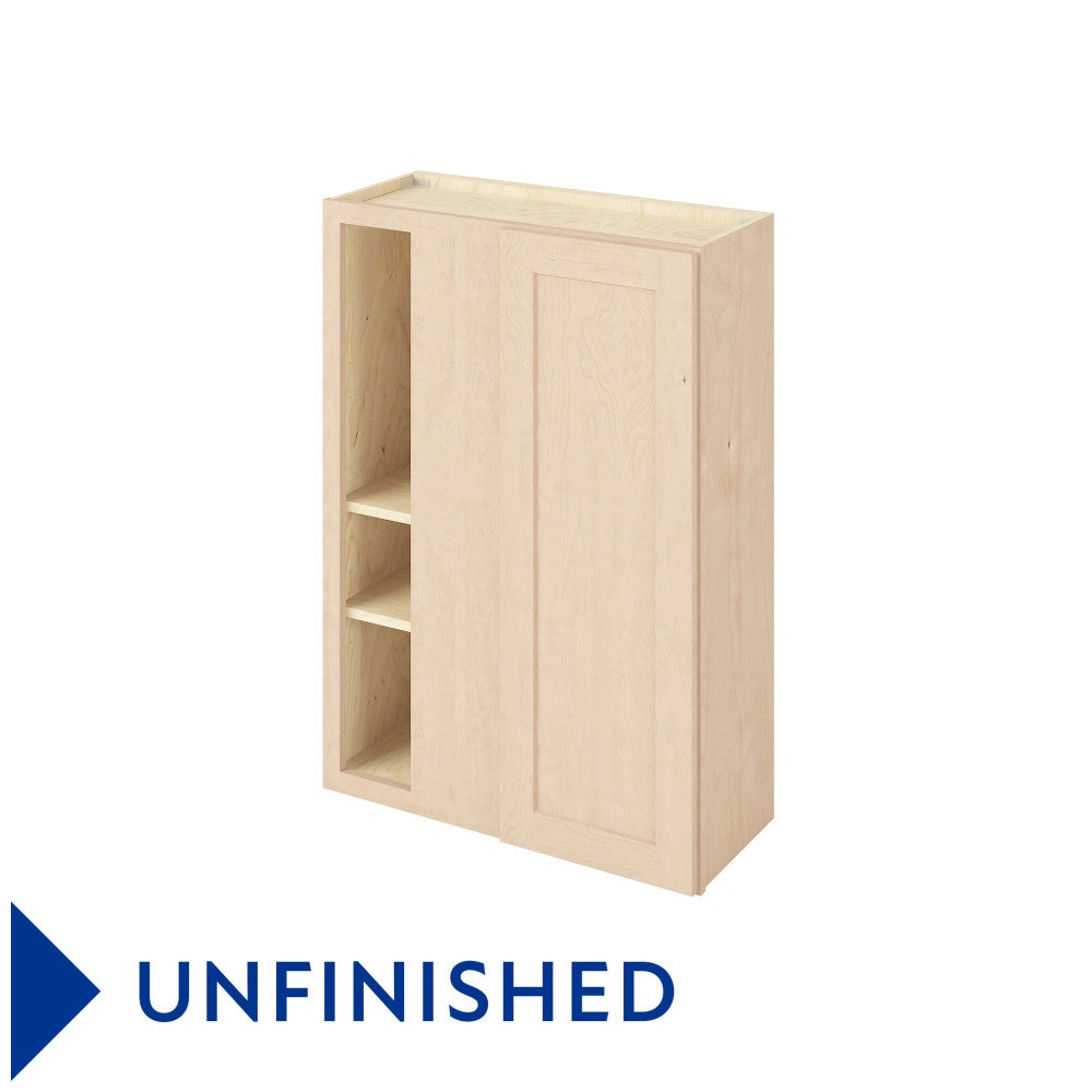 30"W x 42"H Universal Blind Corner Wall Cabinet with Single Door and Three Shelves in Catalina Unfinished