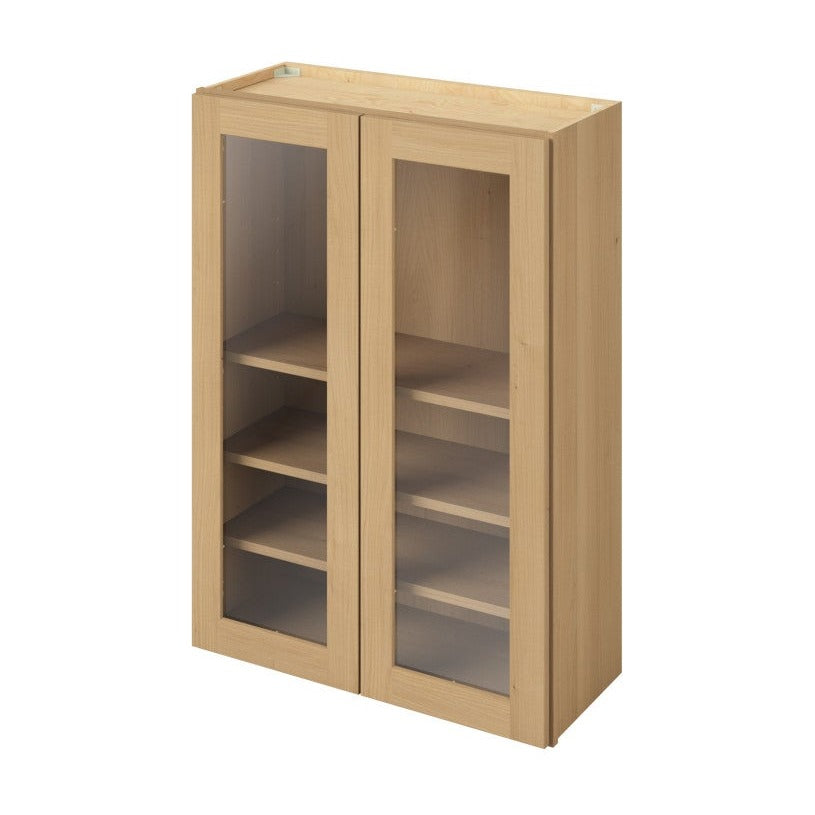 30"W x 42"H Wall Cabinet with Double Glass Doors, Three Shelves and Matching Interior in Catalina Sandstone