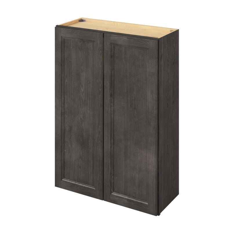 30"W x 42"H Wall Cabinet with Double Glass Doors, Three Shelves and Matching Interior in Maui Slate
