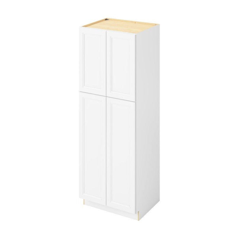 30"W x 84"H Pantry Cabinet with Four Doors and Six Shelves in Maui Polar White