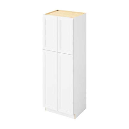 30"W x 84"H Pantry Cabinet with Four Doors and Six Shelves in Maui Polar White