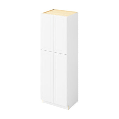 30"W x 90"H Pantry Cabinet with Four Doors and Six Shelves in Catalina Polar White