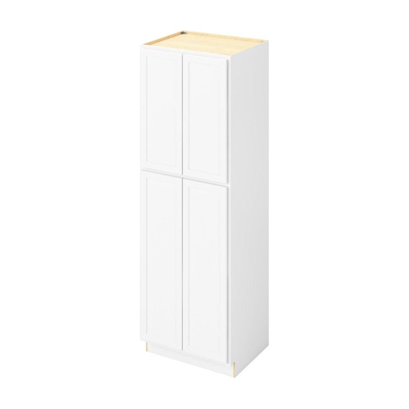 30"W x 90"H Pantry Cabinet with Four Doors and Six Shelves in Hatteras Polar White