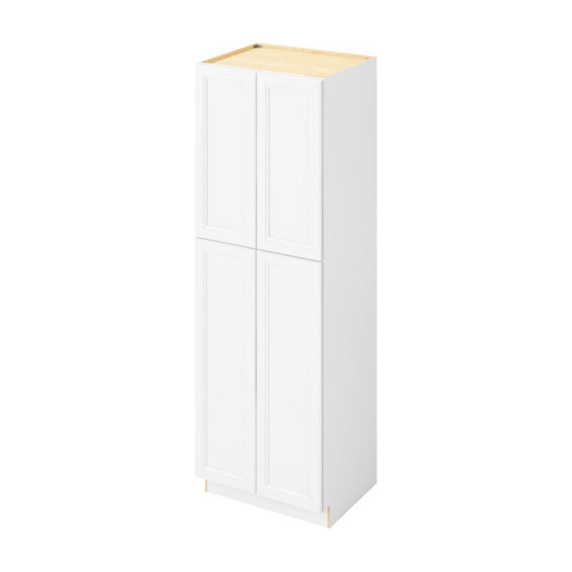 30"W x 90"H Pantry Cabinet with Four Doors and Six Shelves in Maui Polar White