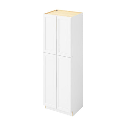 30"W x 90"H Pantry Cabinet with Four Doors and Six Shelves in Maui Polar White