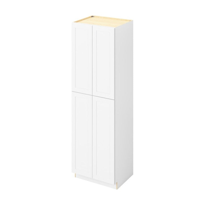 30"W x 96"H Pantry Cabinet with Four Doors and Six Shelves in Catalina Polar White