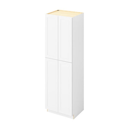 30"W x 96"H Pantry Cabinet with Four Doors and Six Shelves in Catalina Polar White