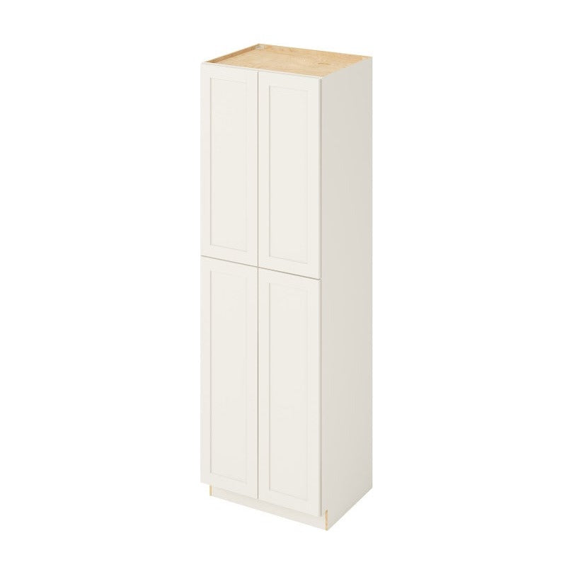 30"W x 96"H Pantry Cabinet with Four Doors and Six Shelves in Catalina Shell White