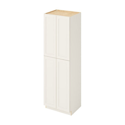 30"W x 96"H Pantry Cabinet with Four Doors and Six Shelves in Catalina Shell White
