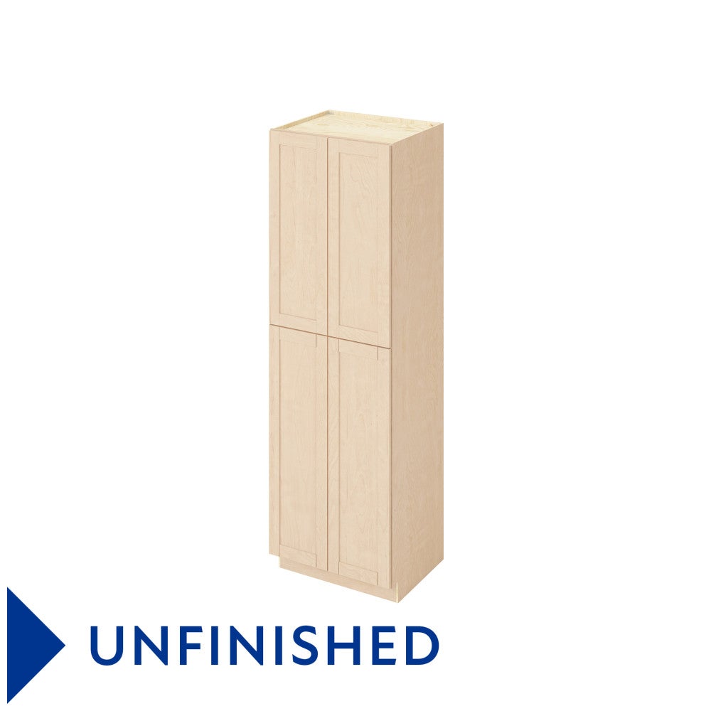 30"W x 96"H Pantry Cabinet with Four Doors and Six Shelves in Catalina Unfinished