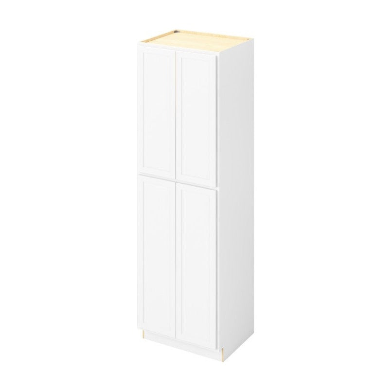 30"W x 96"H Pantry Cabinet with Four Doors and Six Shelves in Hatteras Polar White