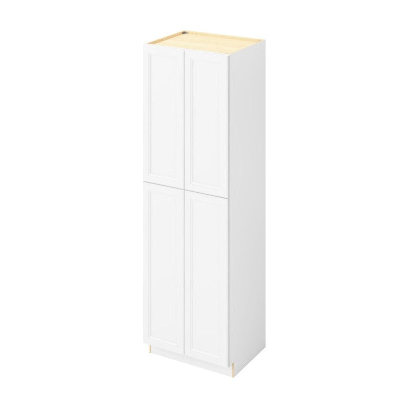 30"W x 96"H Pantry Cabinet with Four Doors and Six Shelves in Maui Polar White