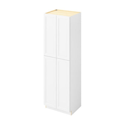 30"W x 96"H Pantry Cabinet with Four Doors and Six Shelves in Maui Polar White