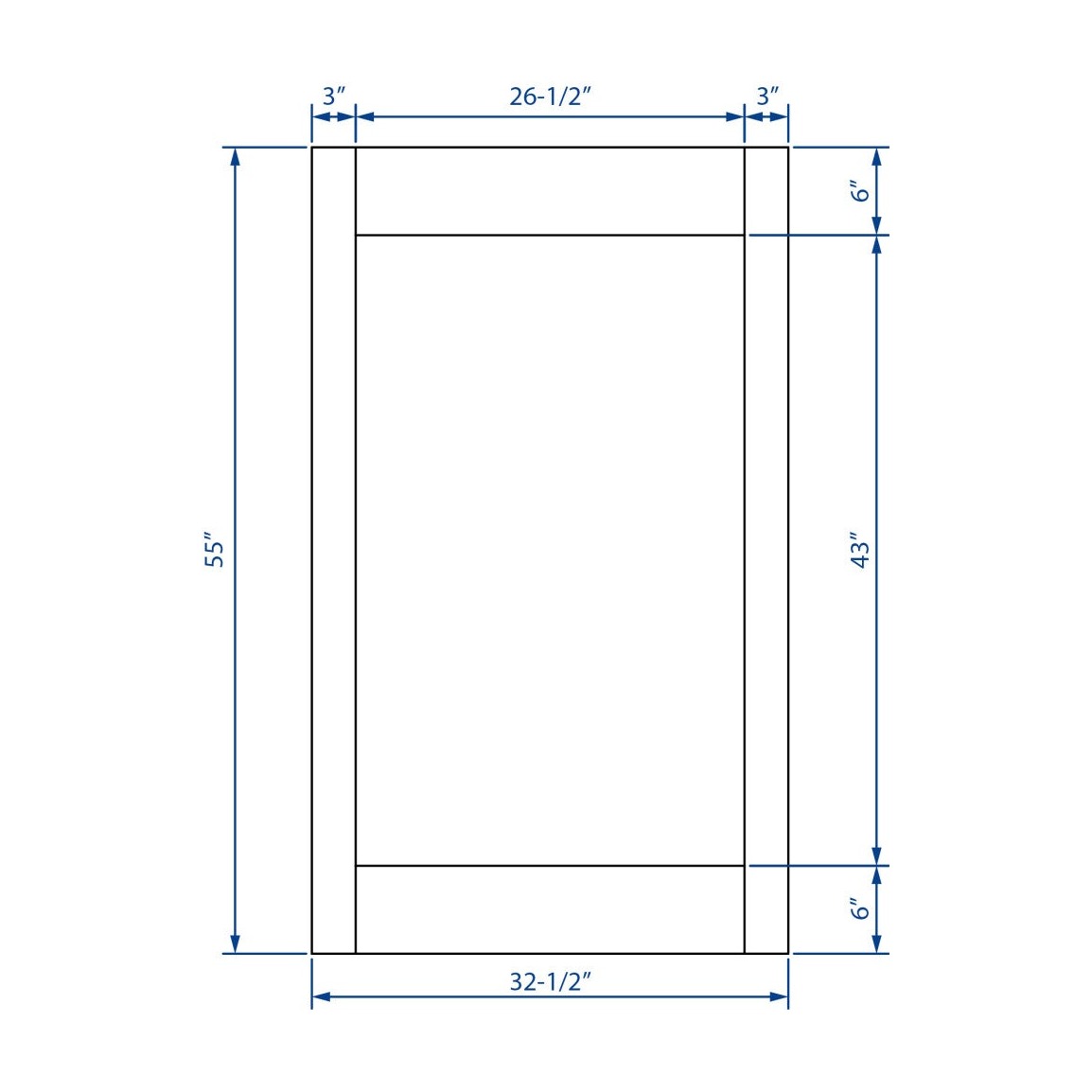 32.5"W x 55"H Double Oven Panel Overlay in Slate, view 2