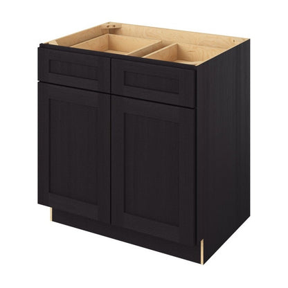 33"W Base Cabinet with Double Doors and Double Drawers in Catalina Espresso