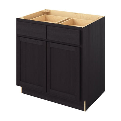 33"W Base Cabinet with Double Doors and Double Drawers in Hatteras Espresso