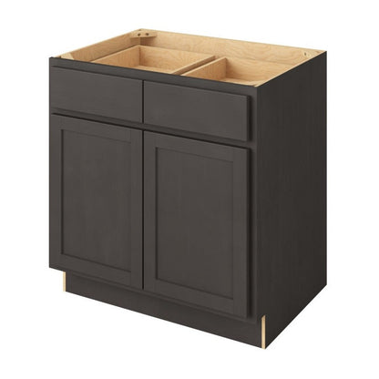 33"W Base Cabinet with Double Doors and Double Drawers in Hatteras Slate
